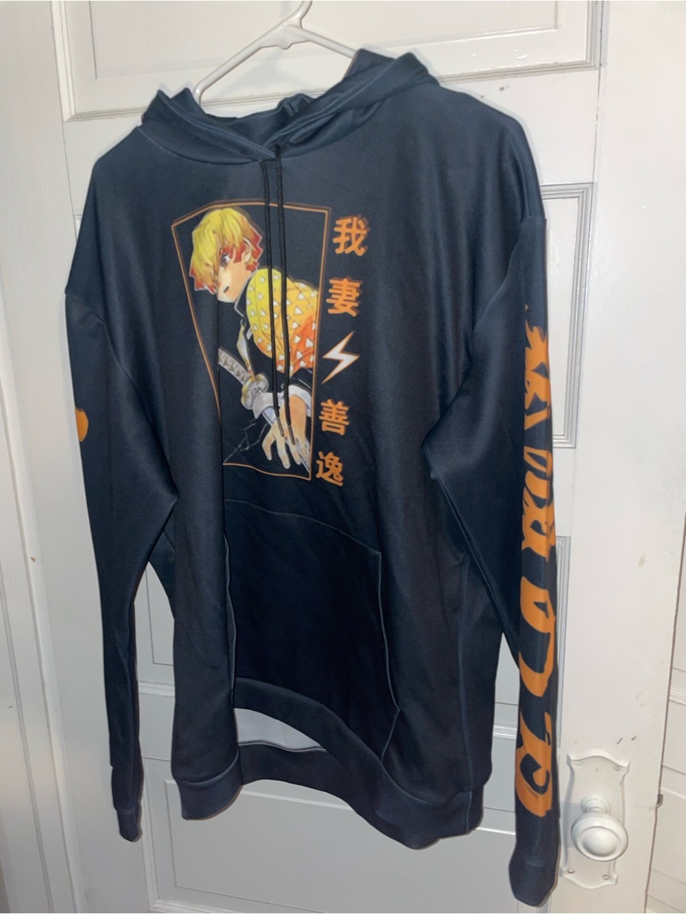 Black & Orange Anime Graphic Hoodie Sweatshirt